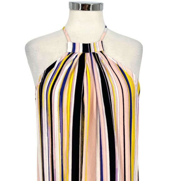 1. State Halter Neck Striped Mini Swing Trapeze Dress Size Medium - Picture 2 of 9